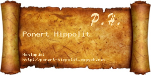 Ponert Hippolit névjegykártya